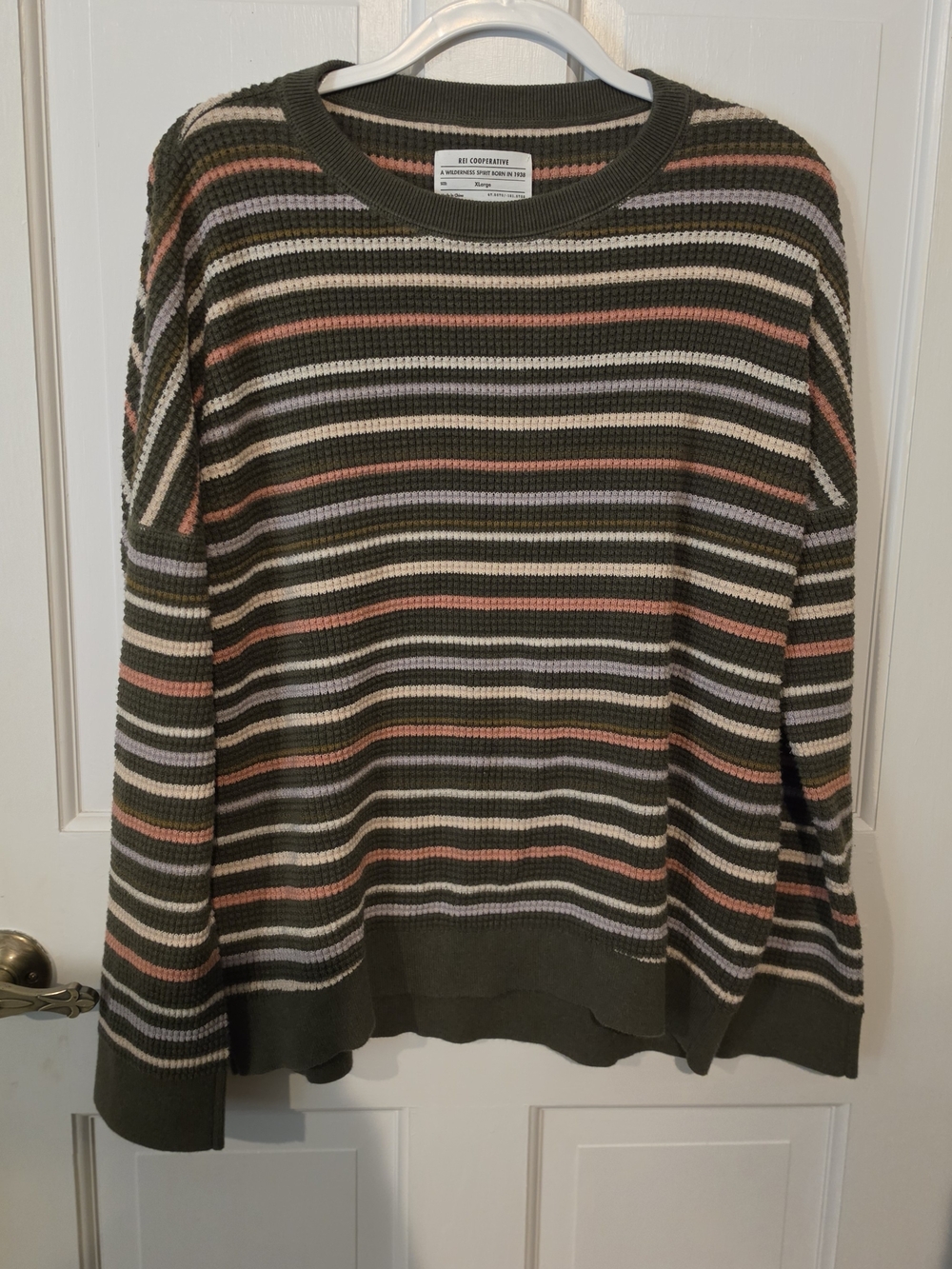 REI Co-op Women's Wallace Lake Waffle Knit Striped Crewneck Sweater - Size XL